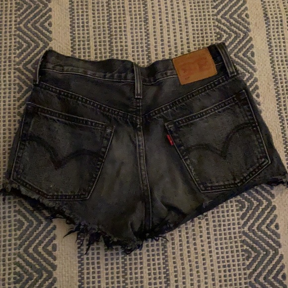 Destroyed Black Levi 501 Shorts - Picture 2 of 5